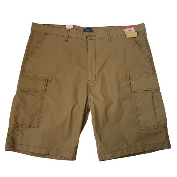 Levi's Carrier Cargo Shorts Men 44Tan Utility Stretch Flat Front NWT Irregular - Picture 1 of 12